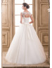 Sabrina Neckline Ivory Lace Tulle Keyhole Back Wedding Dress